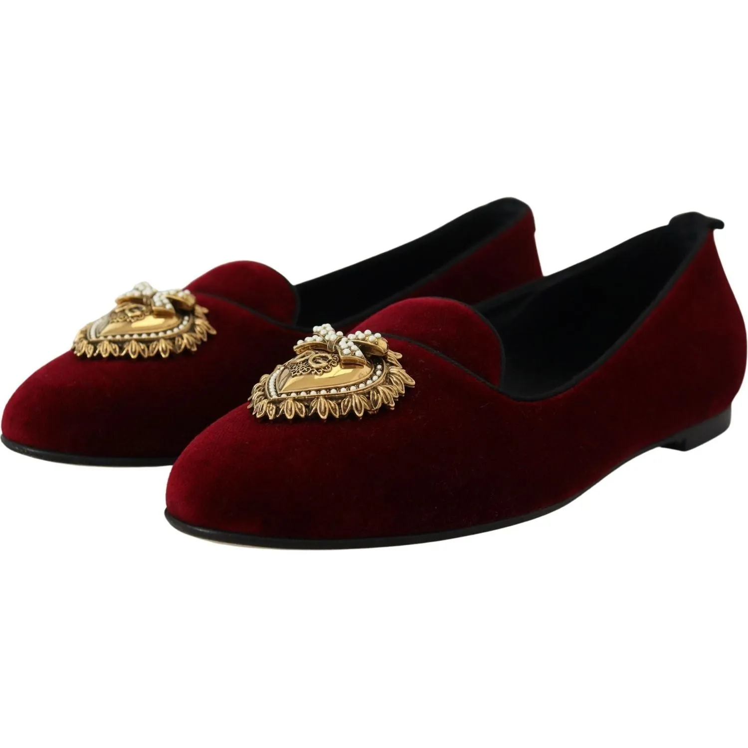 Dolce & Gabbana Bordeaux Velvet Devotion Loafers