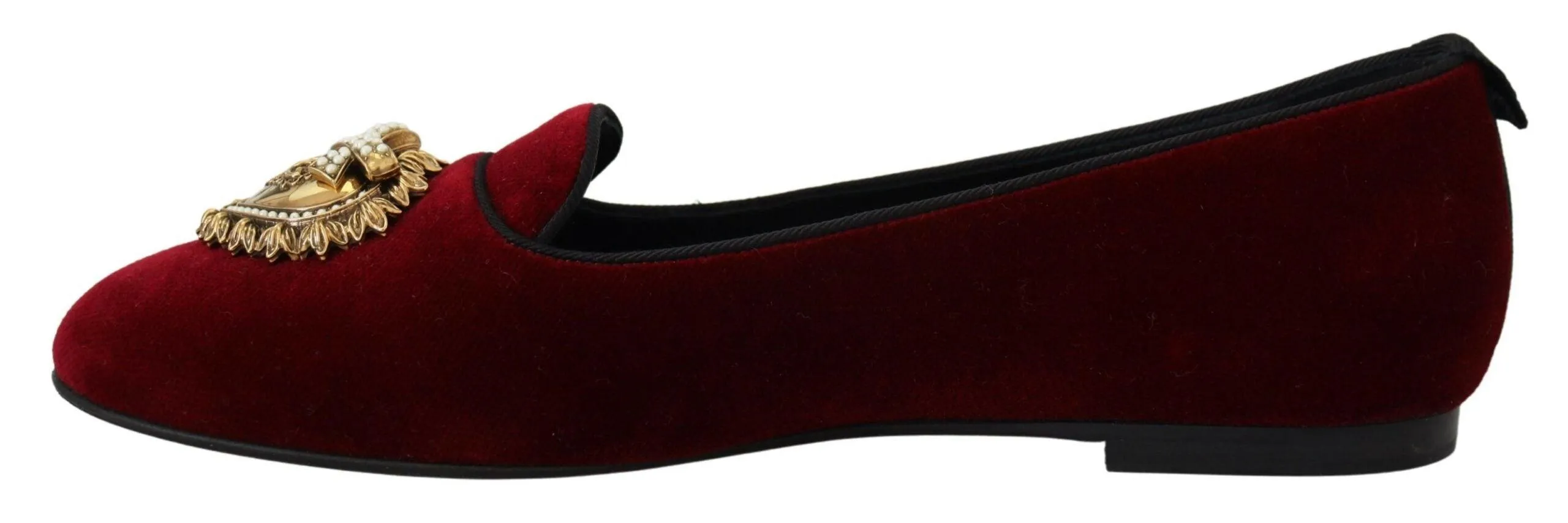 Dolce & Gabbana Bordeaux Velvet Slip-On Loafers Flats Shoes