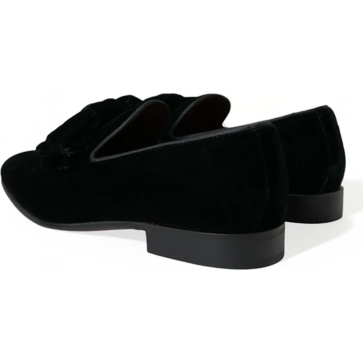 Dolce & Gabbana Elegant Black Velvet Loafers - Men's Luxury Footwear