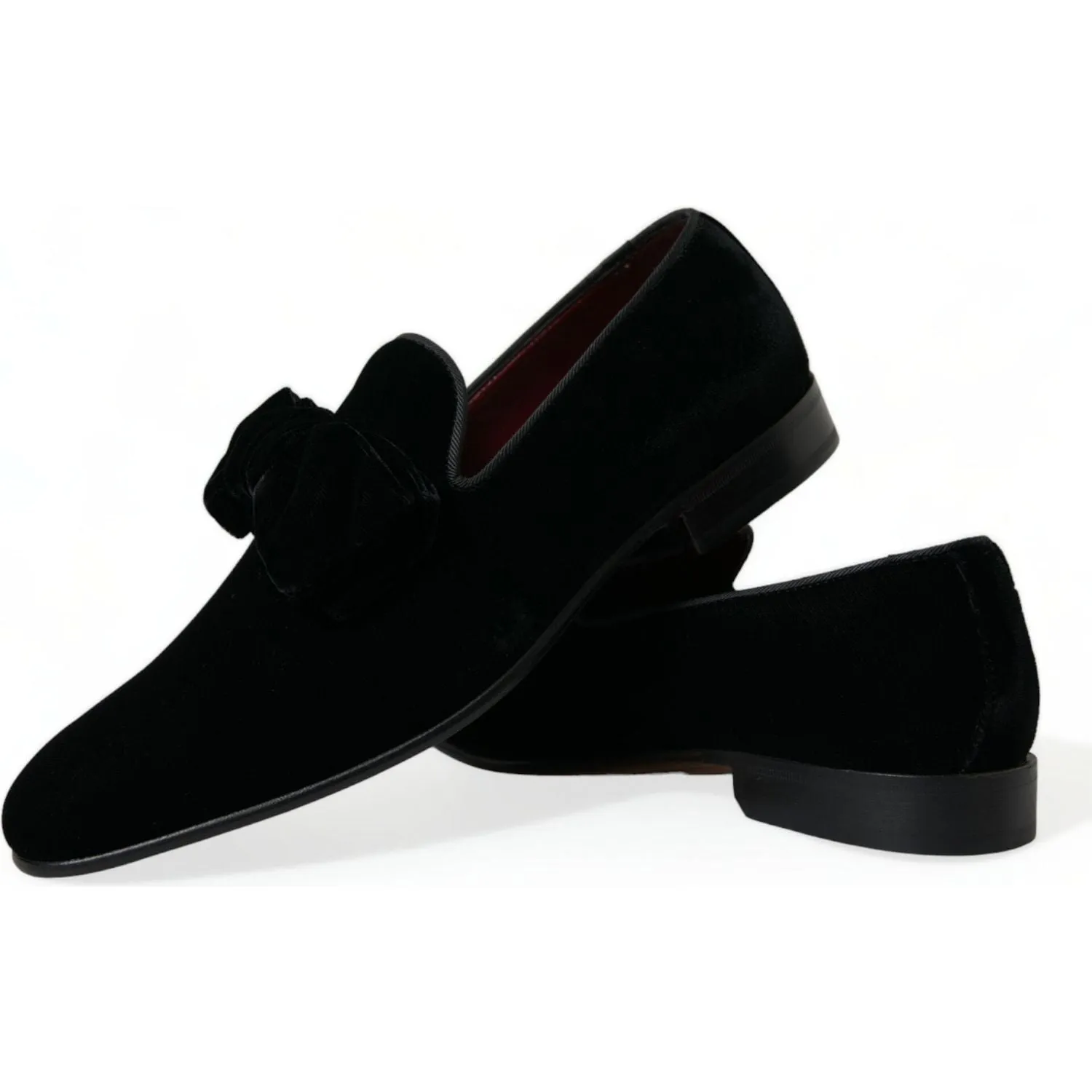 Dolce & Gabbana Elegant Black Velvet Loafers - Men's Luxury Footwear