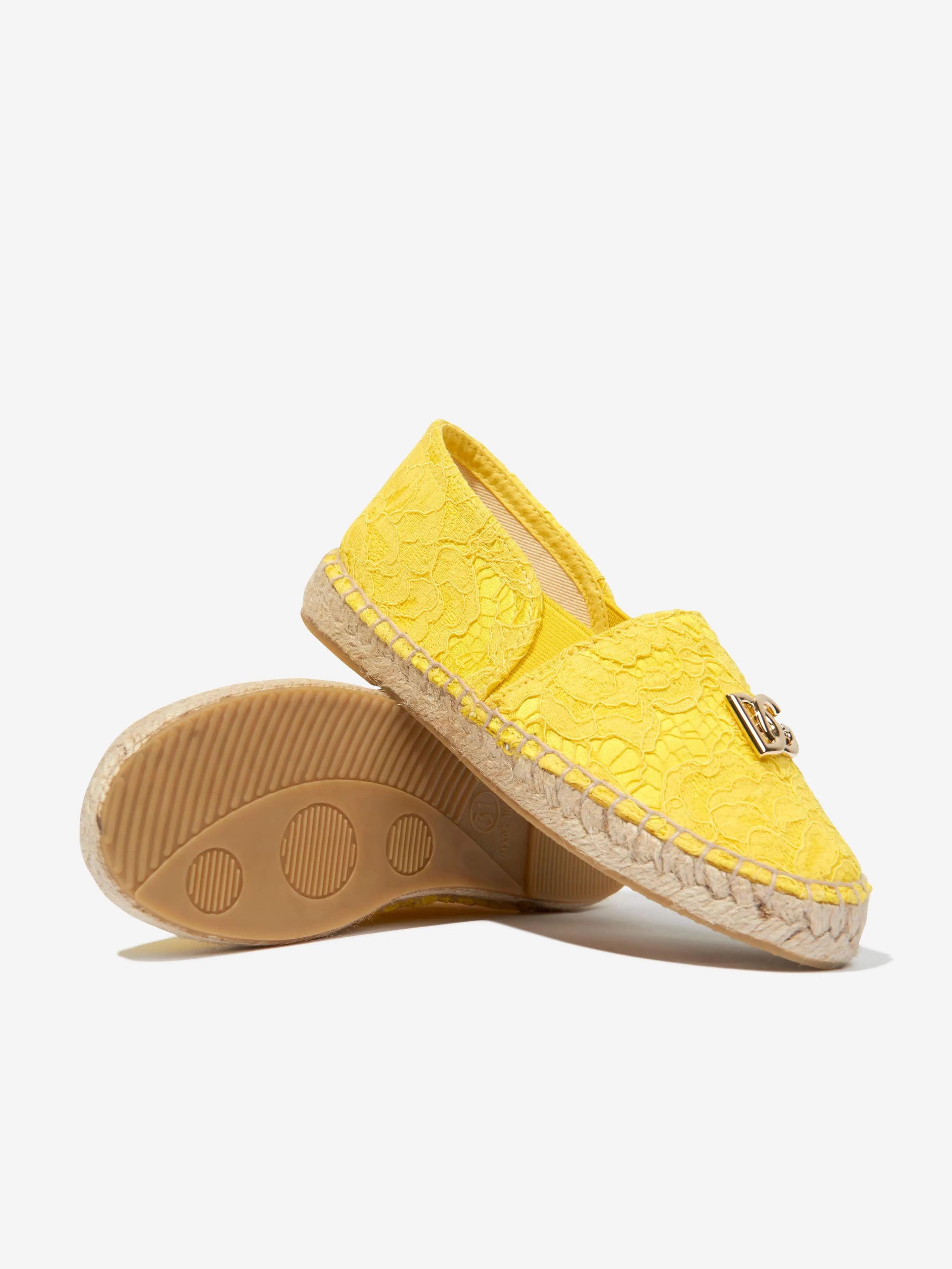 Dolce & Gabbana Girls Logo Espadrilles in Yellow