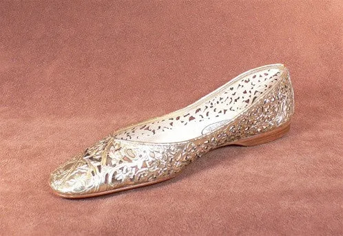 Emma Hope Laser Cut Metallic Ballet Flats