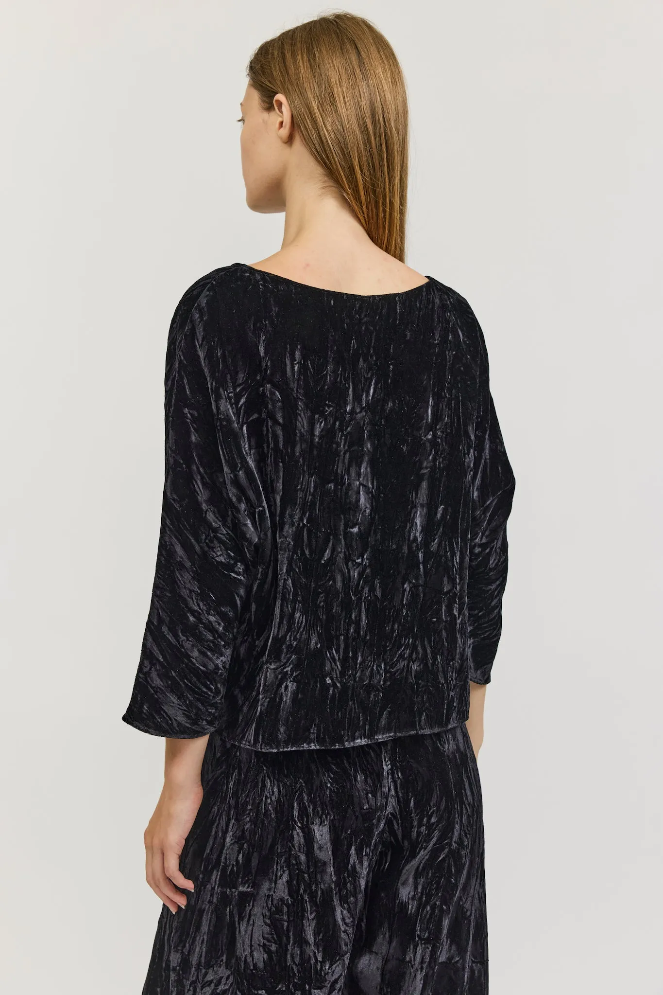 Erin Top in Black Crushed Velvet