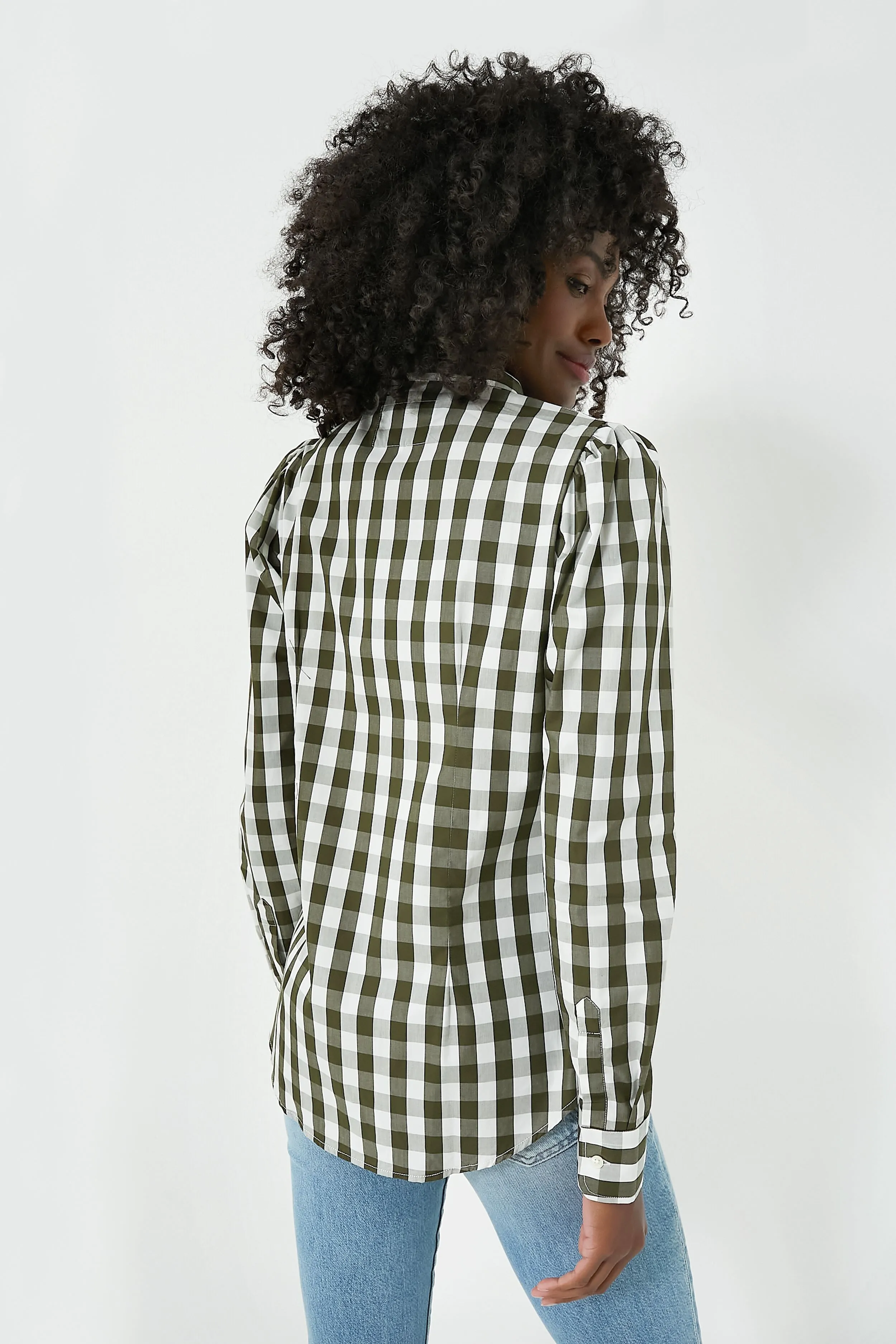 Forest Gingham Puffed Shoulder Shirt