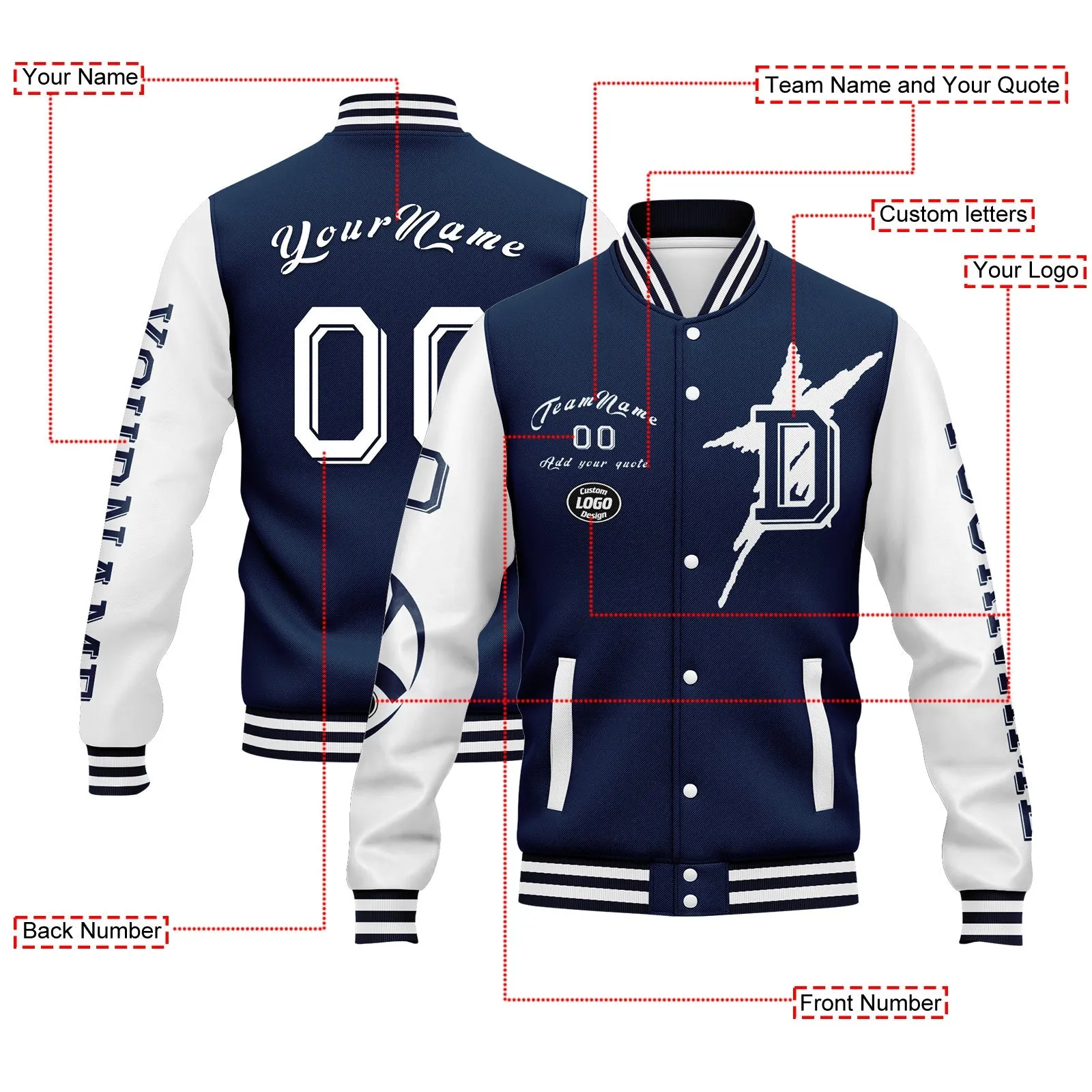 Gift Ideas,Custom Blue White Dallas Jacket and Sports Shoes Combo Offer Personalized Combo ZH-D020294-9