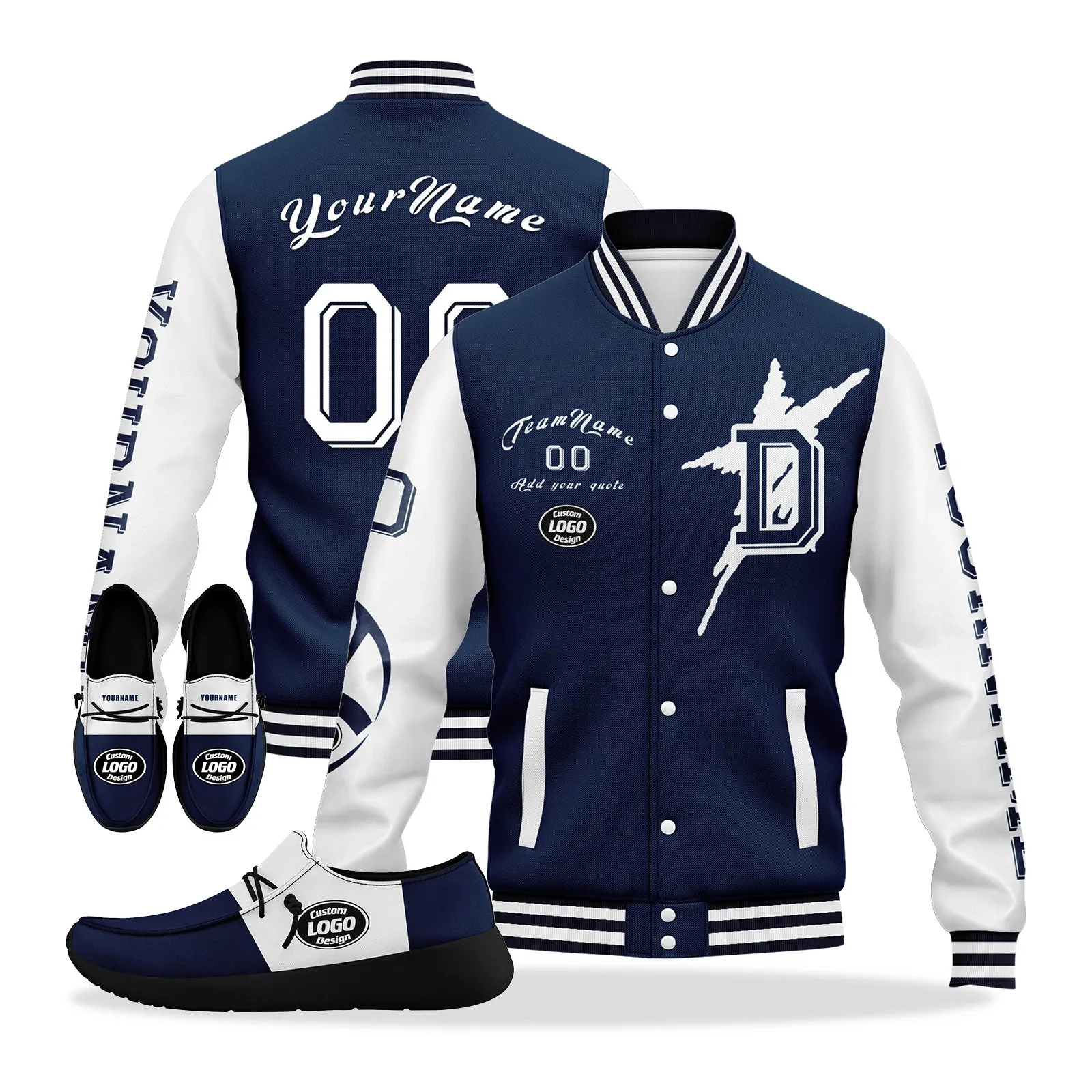 Gift Ideas,Custom Blue White Dallas Jacket and Sports Shoes Combo Offer Personalized Combo ZH-D020294-9