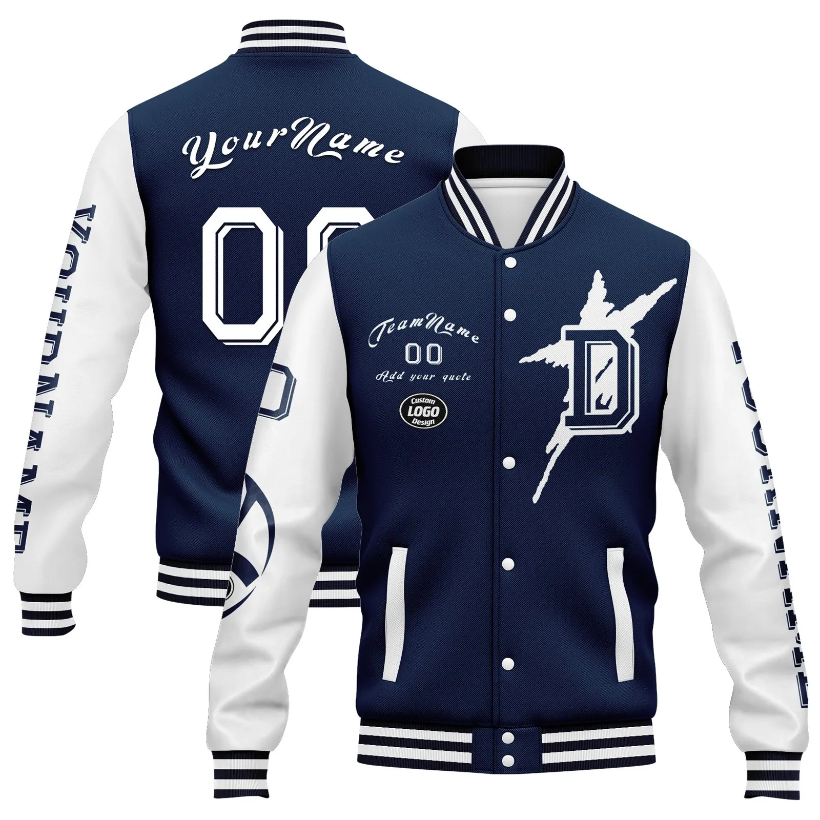 Gift Ideas,Custom Blue White Dallas Jacket and Sports Shoes Combo Offer Personalized Combo ZH-D020294-9