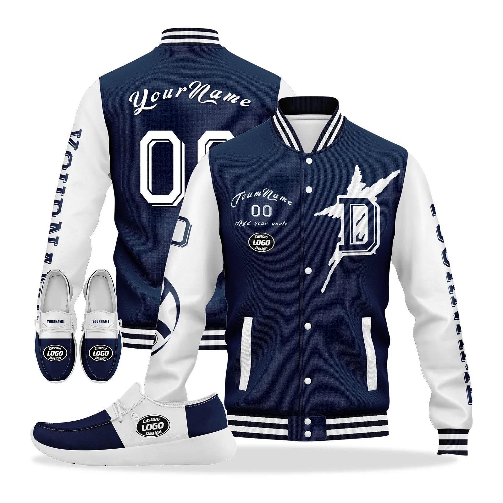 Gift Ideas,Custom Blue White Dallas Jacket and Sports Shoes Combo Offer Personalized Combo ZH-D020294-9