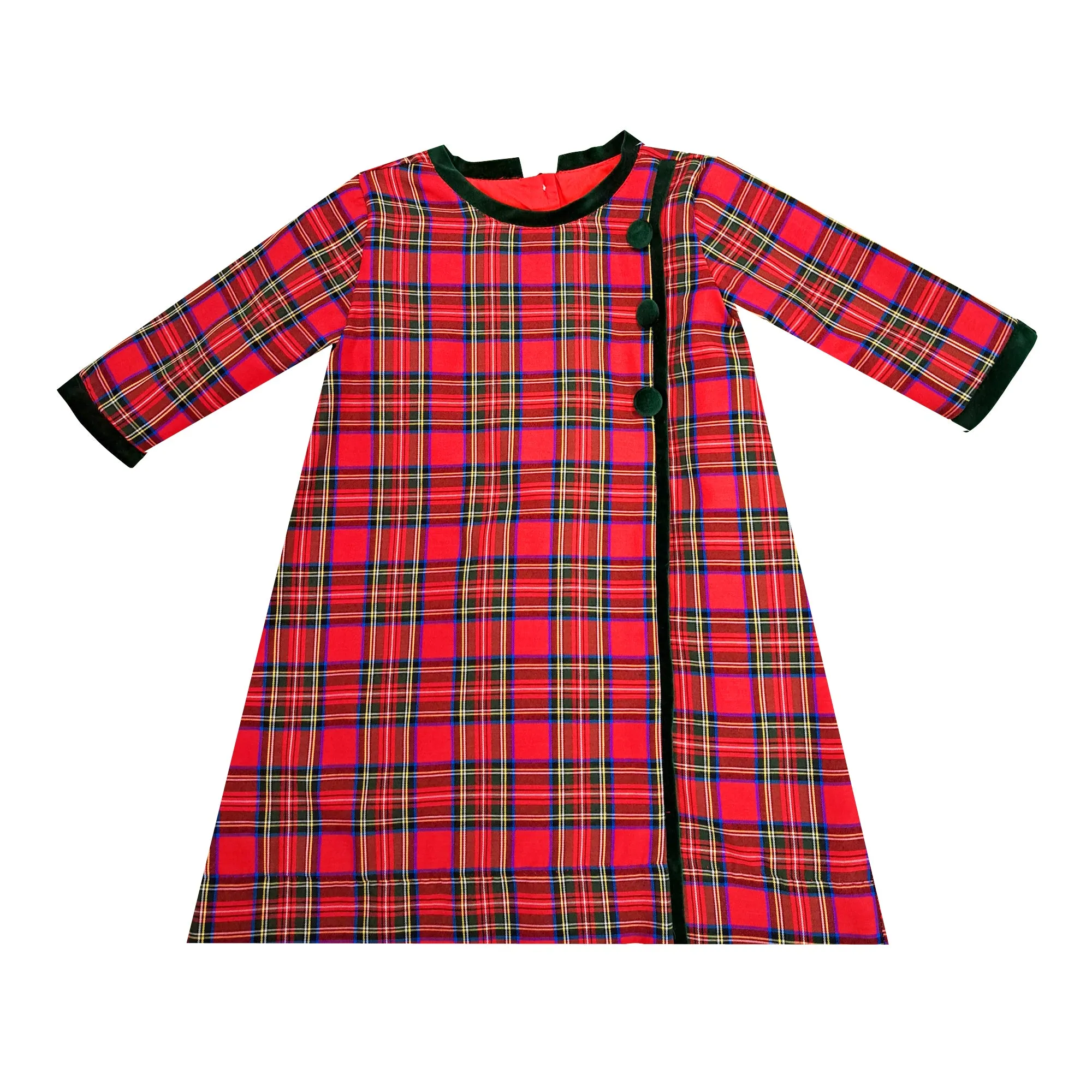 Girl's "Christmas Plaids" A line Button Girl