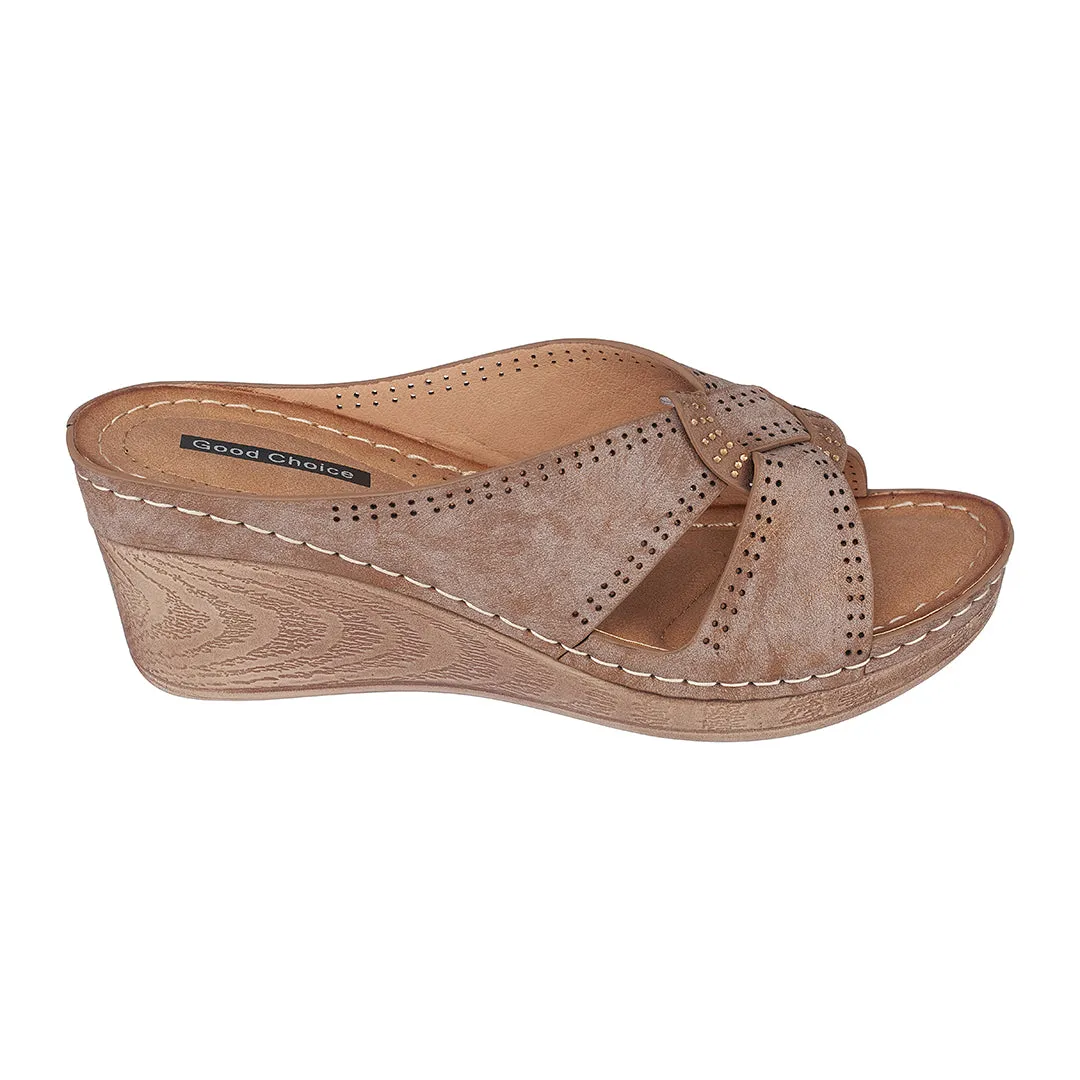 Gisele Bronze Wedge Sandals