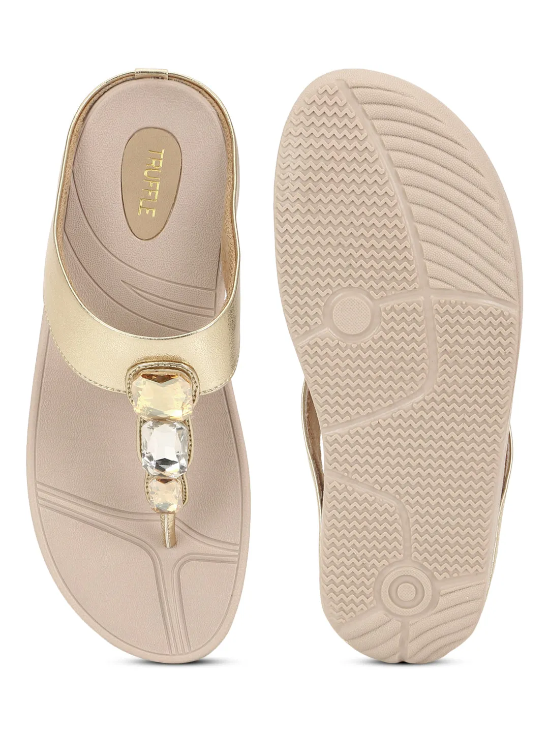 Gold PU Comfort Flats (TC-CD-804-GLD)