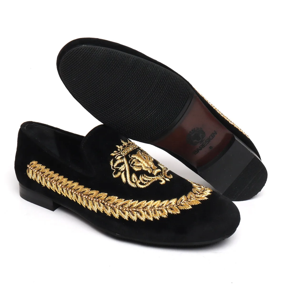 Golden Lion zardosi Slip-On shoes With stem design