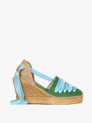 Green platform espadrilles