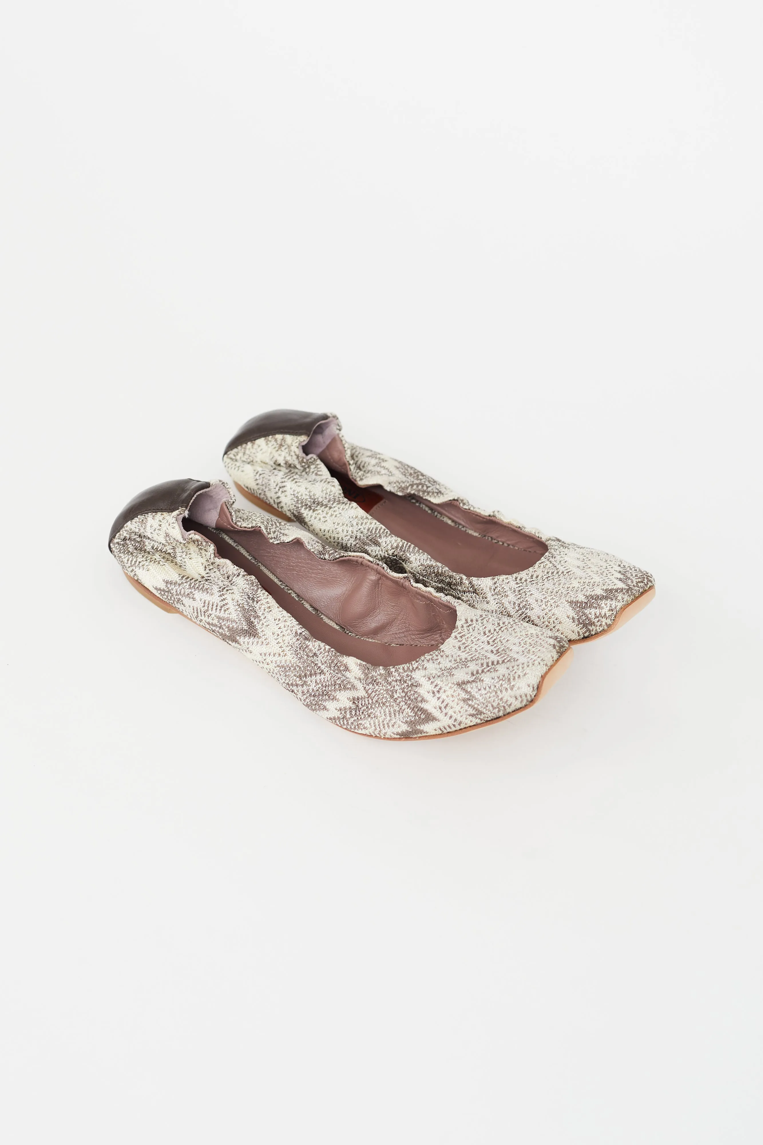 Grey & White Chevron Knit Ballet Flat