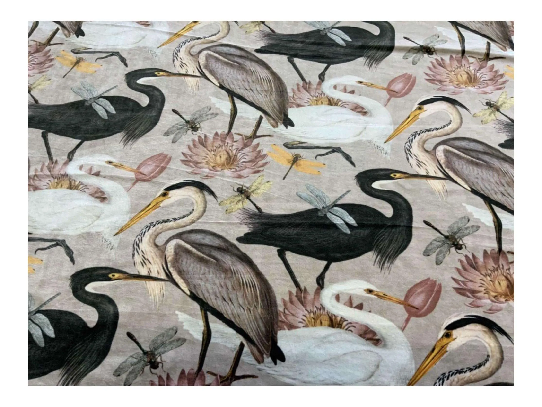 HERONS on Cream Background, Pattered Upholstery / Furnishing  velvet - 140  cms - 330 gsm