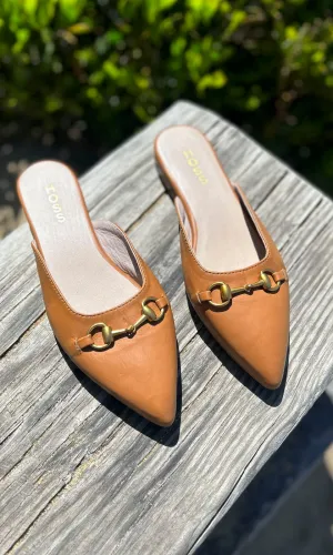 HOSS Tan Leather Eclipse Mule