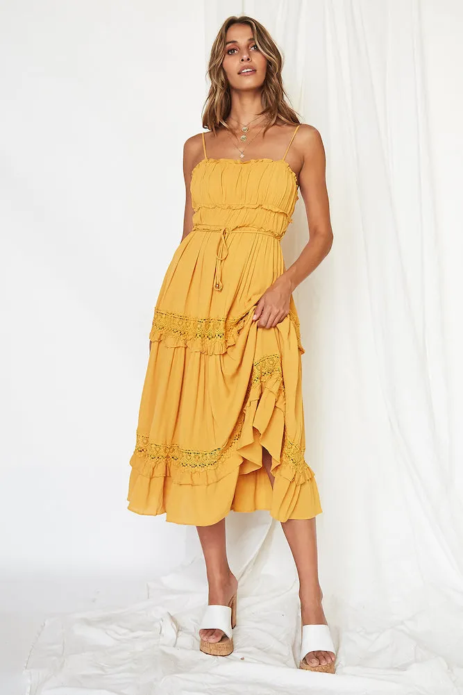 I See You Midi Dress Mustard