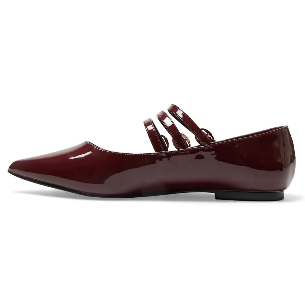 Kiara Flat in Cherry Patent