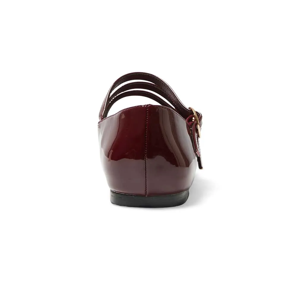 Kiara Flat in Cherry Patent