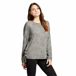 Knox Rose Women's Lace Up Oil Wash Terry Crewneck Sweatshirt