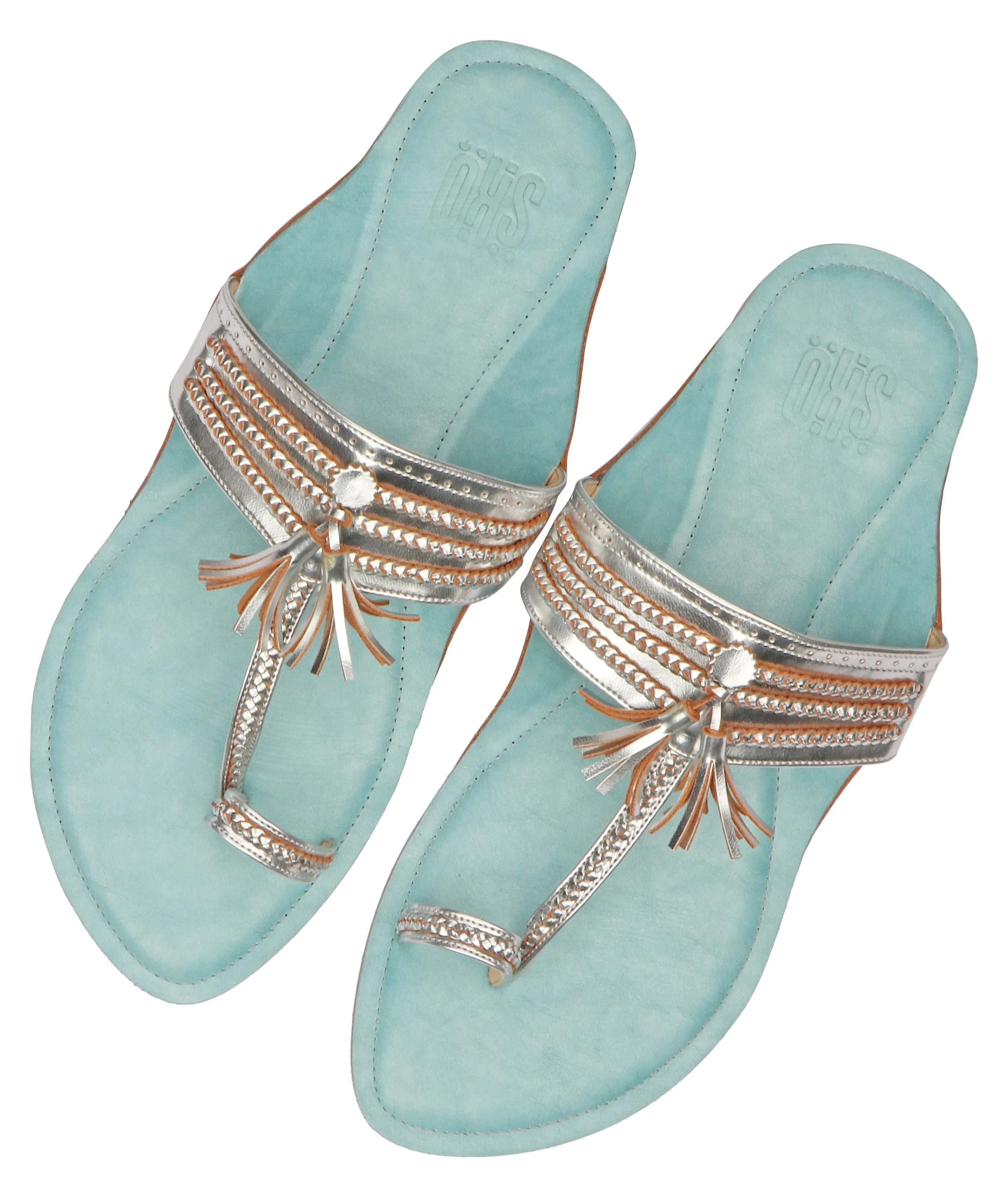 Kolhapuri Flats in Silver For Women