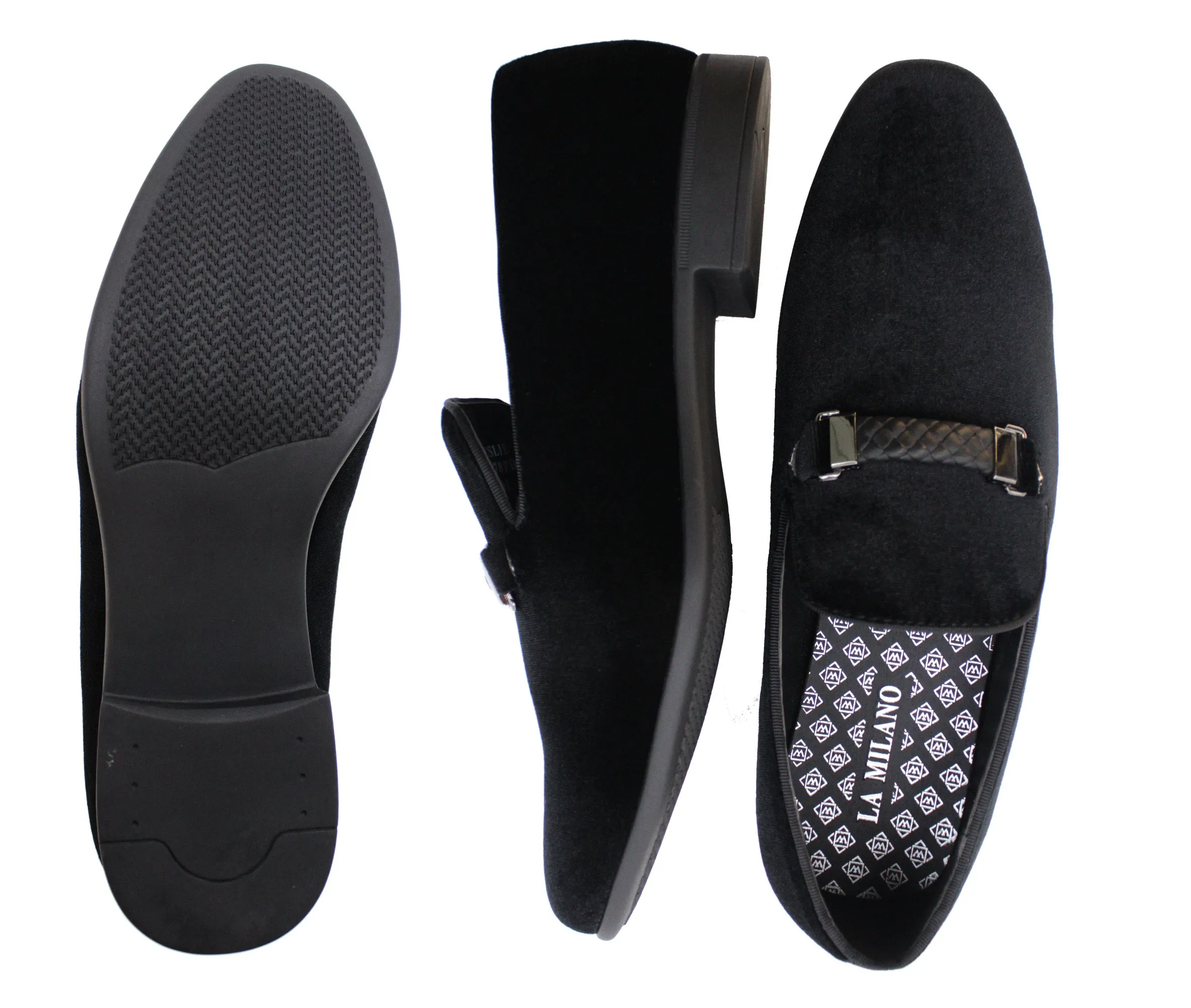 LA MILANO,PLAIN TOE-SLIP ON-SHOES-A12178-BLACK