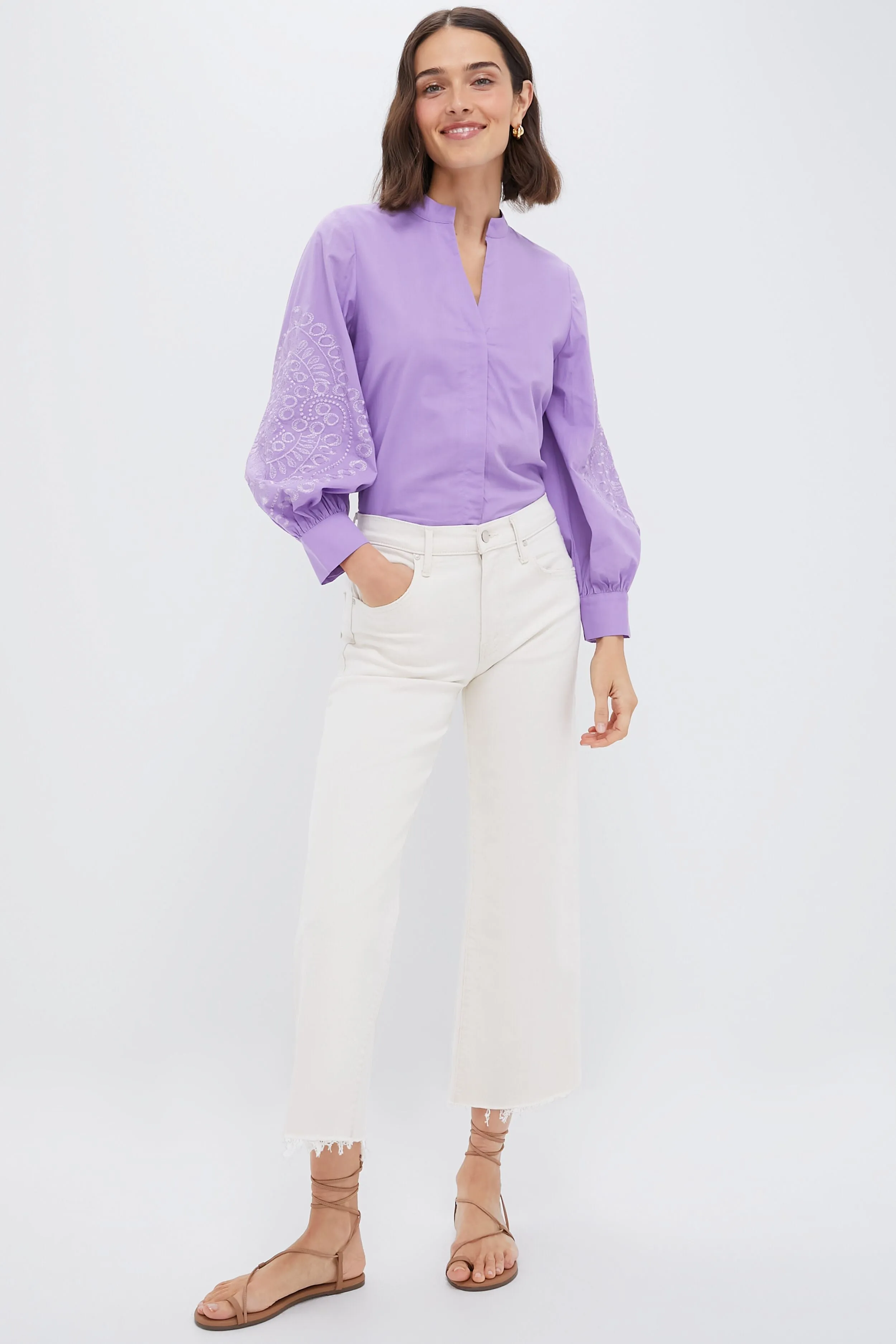 Lavender Embroidered Wisteria Blouse