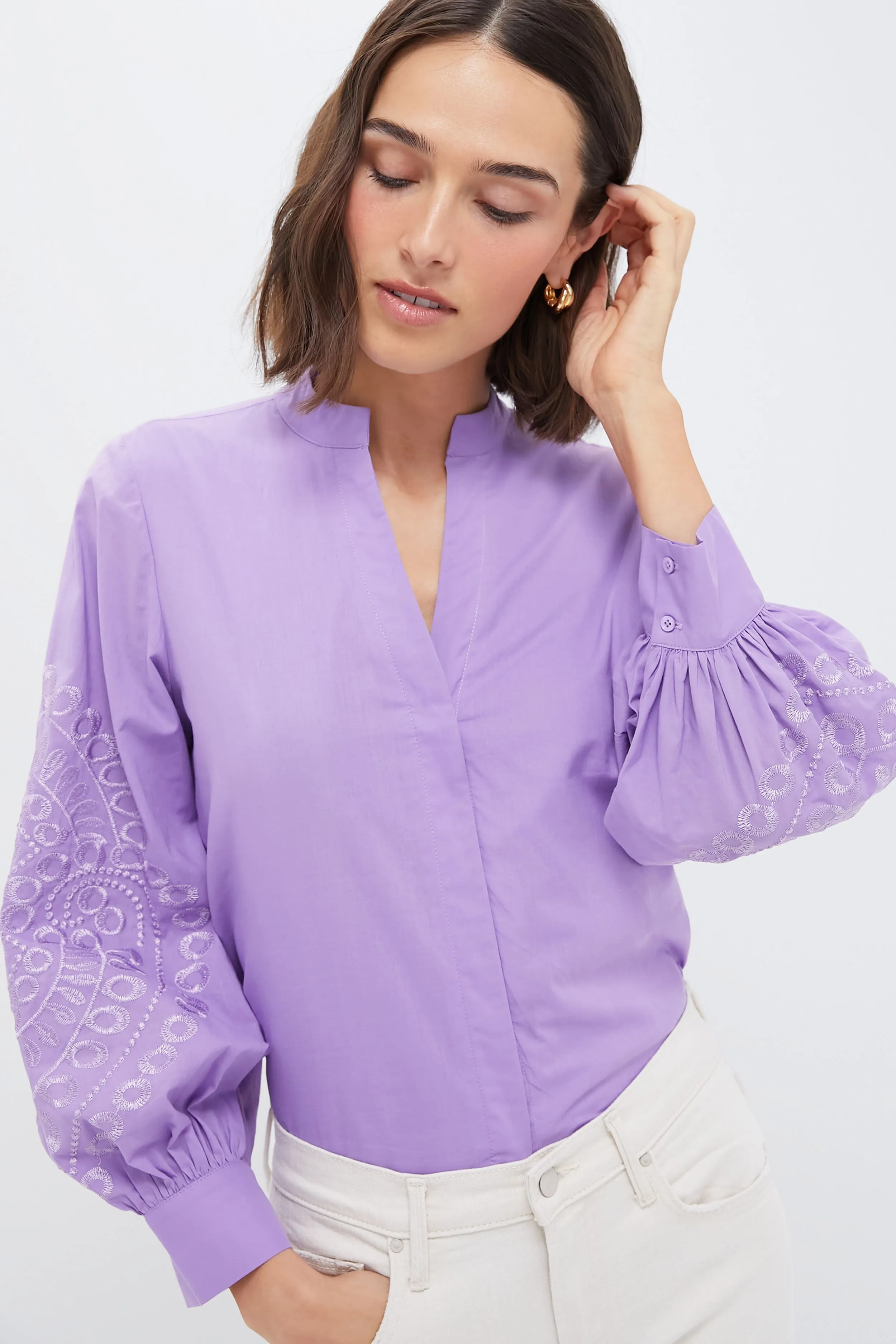 Lavender Embroidered Wisteria Blouse