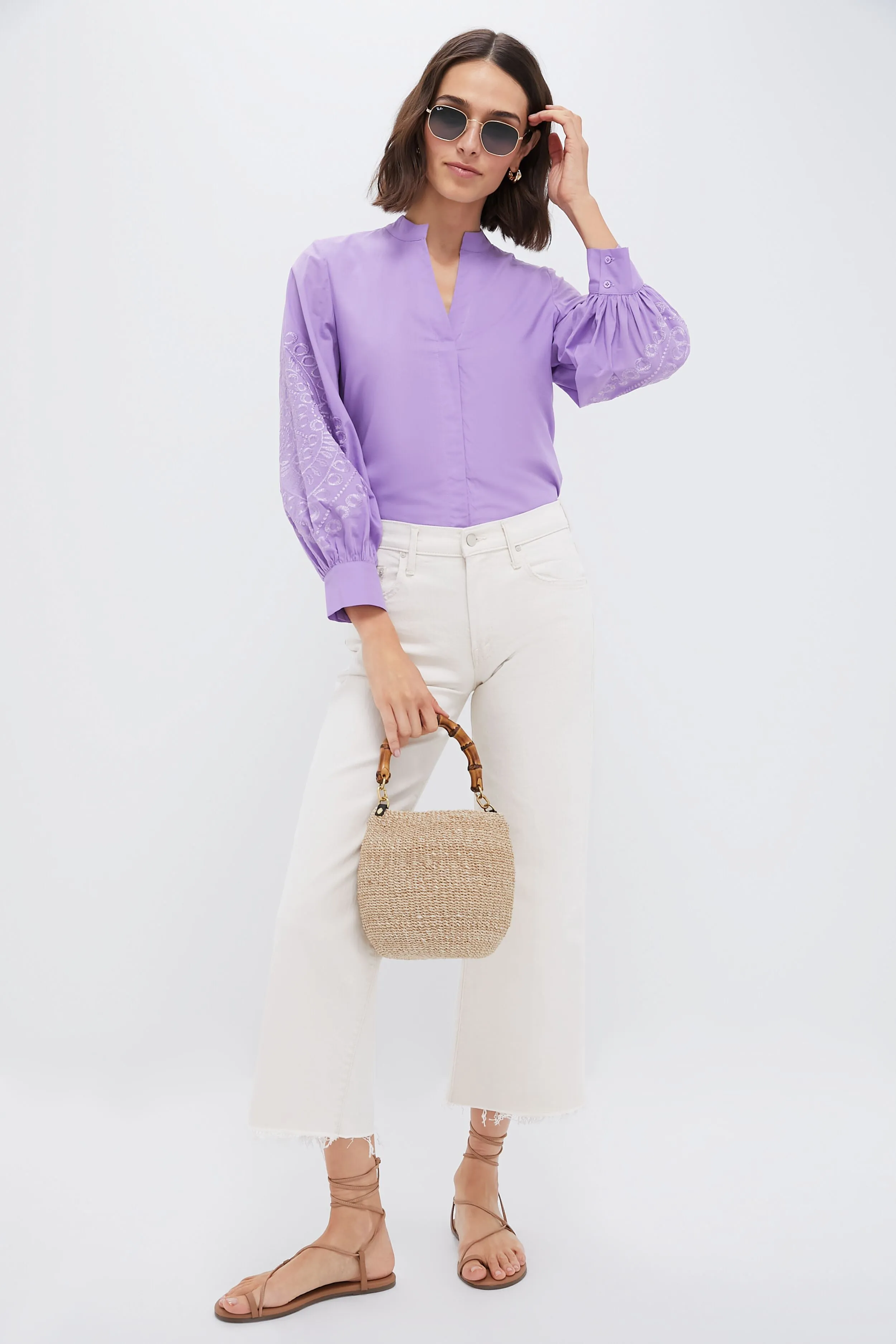 Lavender Embroidered Wisteria Blouse