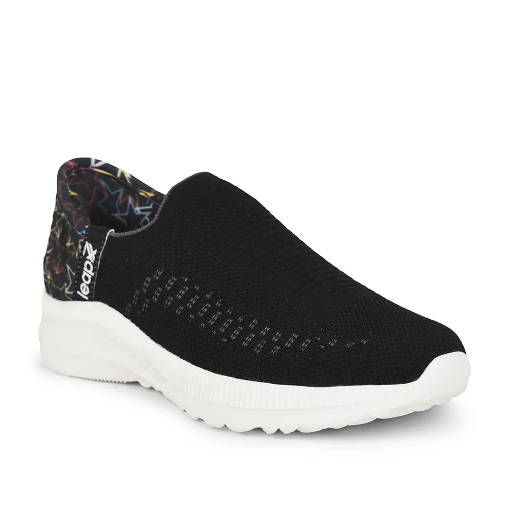 Leap7x Non Lacing Black Casual Slip on Shoes For Women EAZY By Liberty