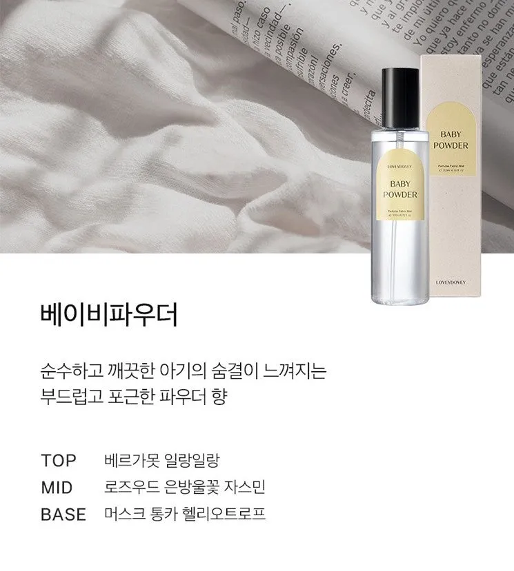 [Lovey Dovey] Fabric Perfume Mist 200ml 9-fragrances deodorization antibacterial Vegan Eco-friendly Green Formula Ecocert EWG Green / from Seoul, Korea