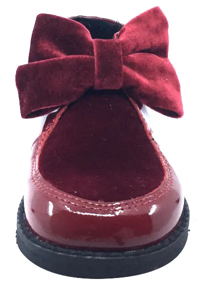 Luccini Girl's Bow Bootie, Burgundy Patent