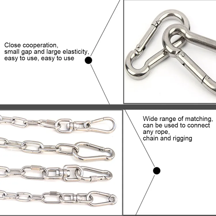 M8 Stainless Steel Carabiner Spring Hook Multi-tool Mountaineering Buckle Lock Camping Hook Rope, Inner Diameter: 7.82mm