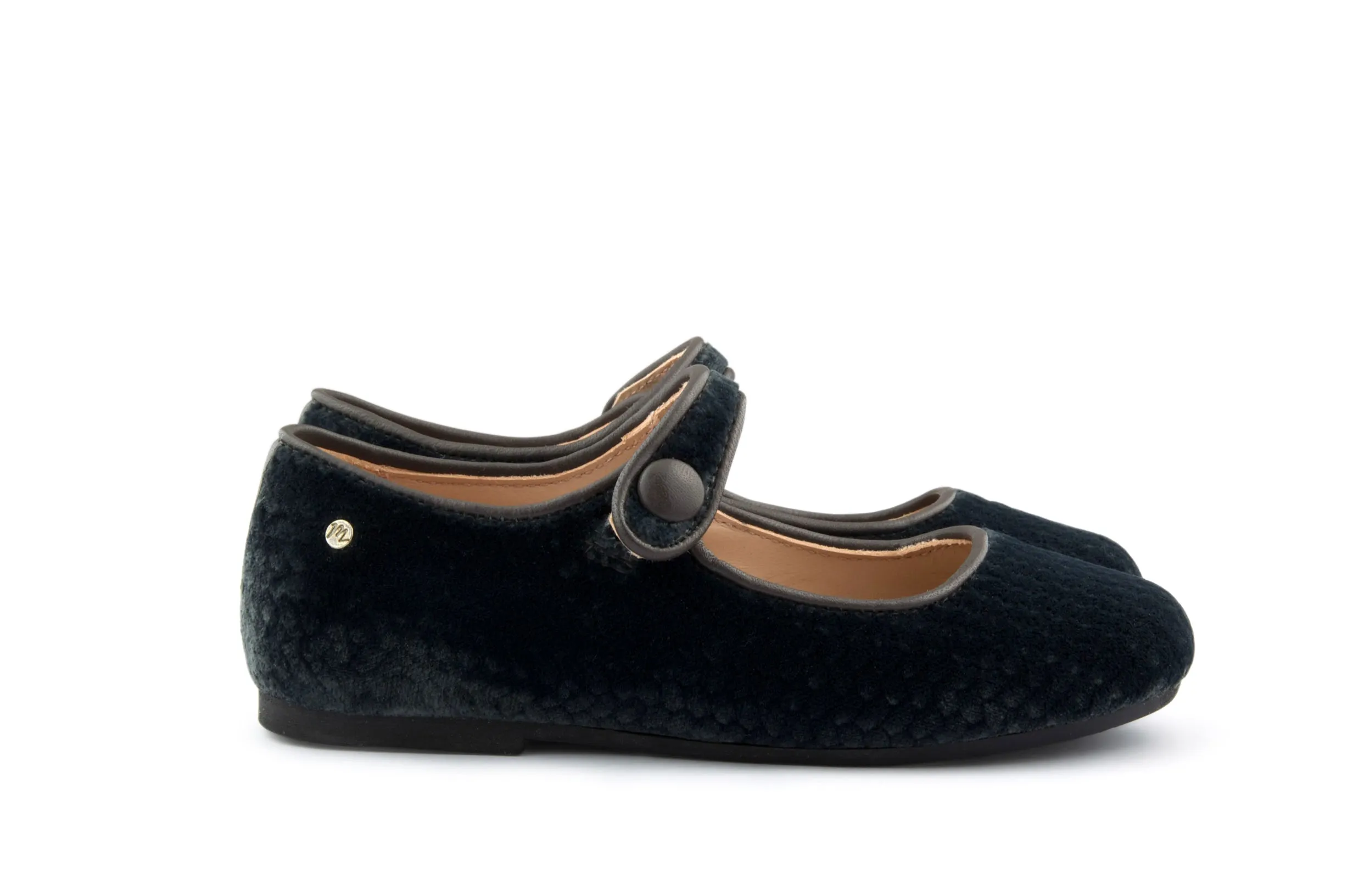 Manuela de Juan Girls Charcoal Grey Velvet Mary Jane