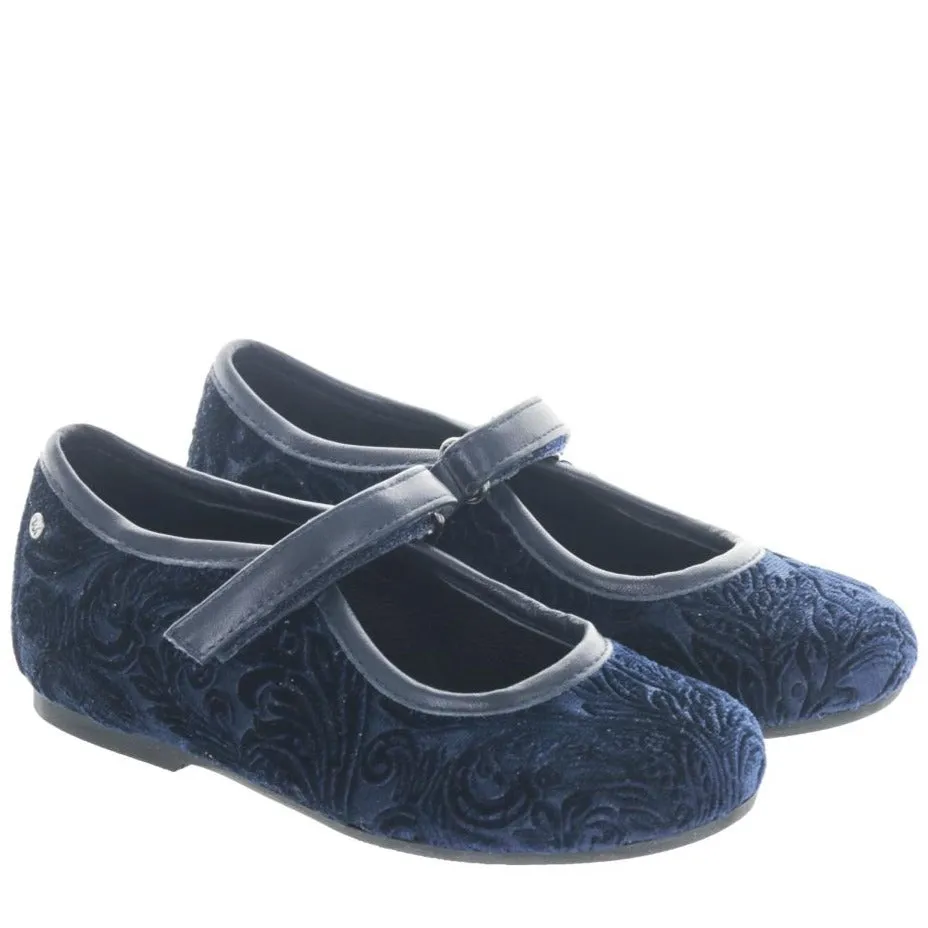 Manuela de Juan Girl's Nanny Mary Jane, Navy Reale Velvet