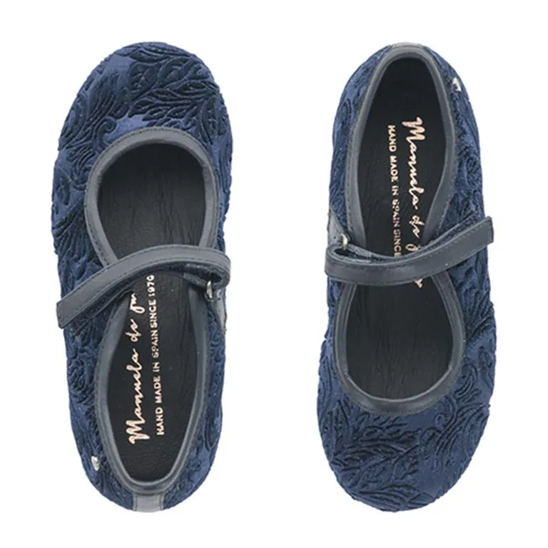 Manuela de Juan Girl's Nanny Mary Jane, Navy Reale Velvet