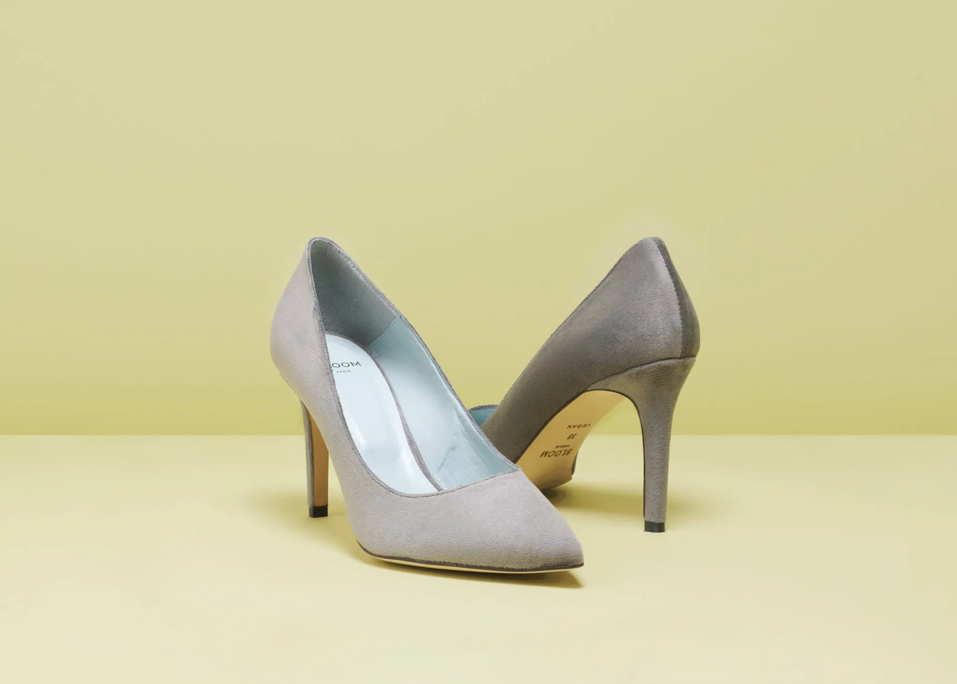 Mara Velvet Vegan Pointed Toe High Heel Pumps | Grey