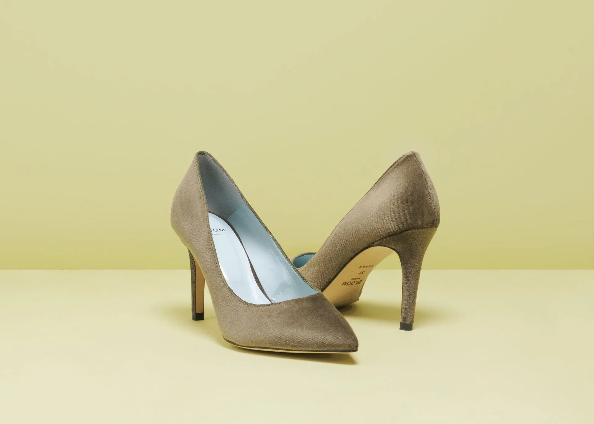 Mara Velvet Vegan Pointed Toe High Heel Pumps |  Khaki