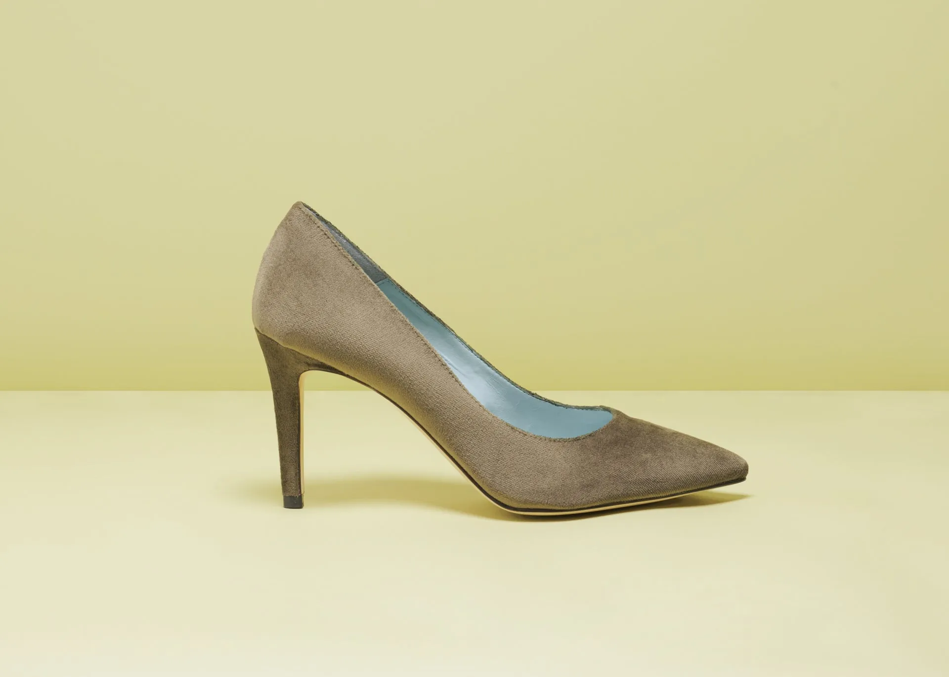 Mara Velvet Vegan Pointed Toe High Heel Pumps |  Khaki