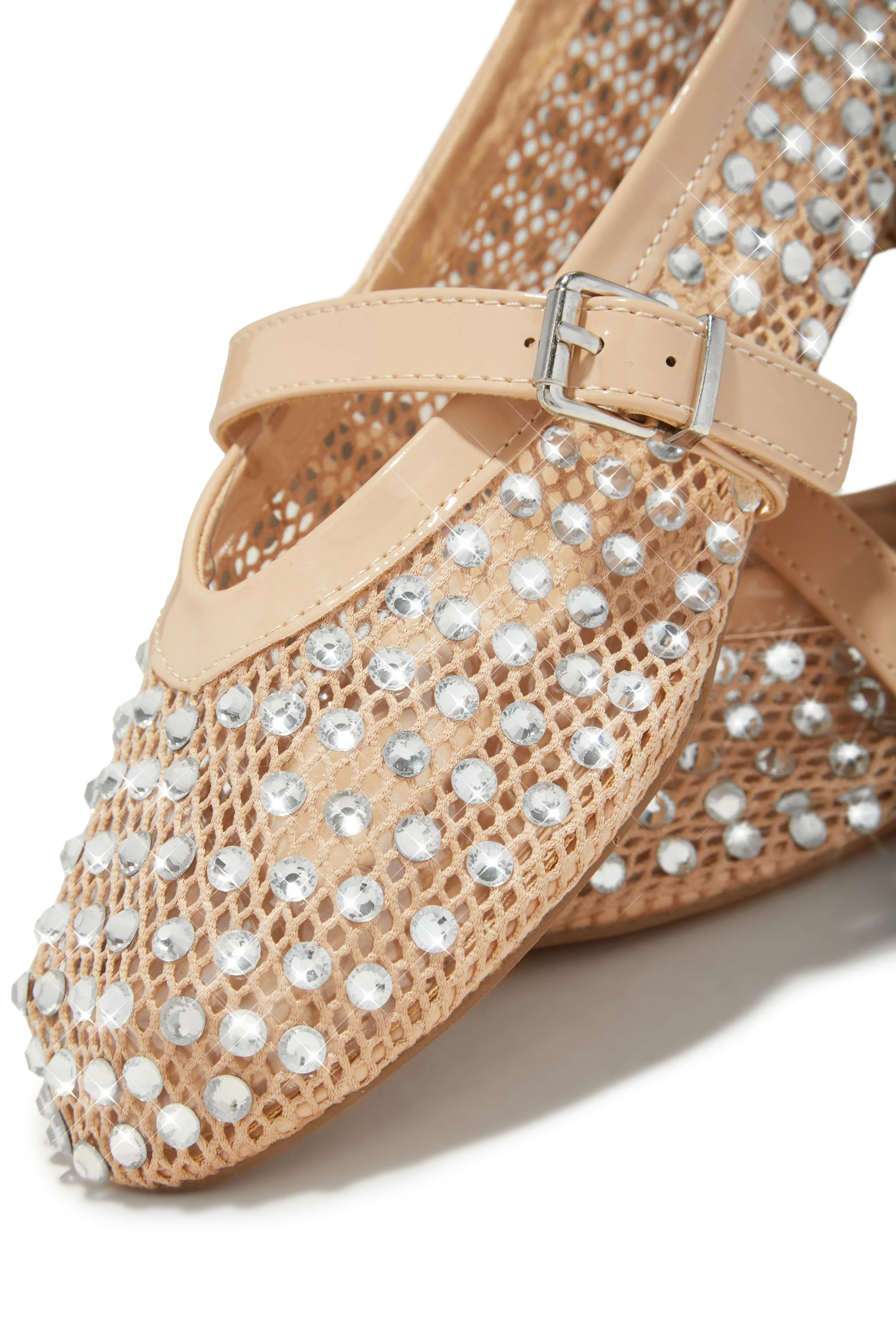 Marlie Embellished Mesh Flats - Nude