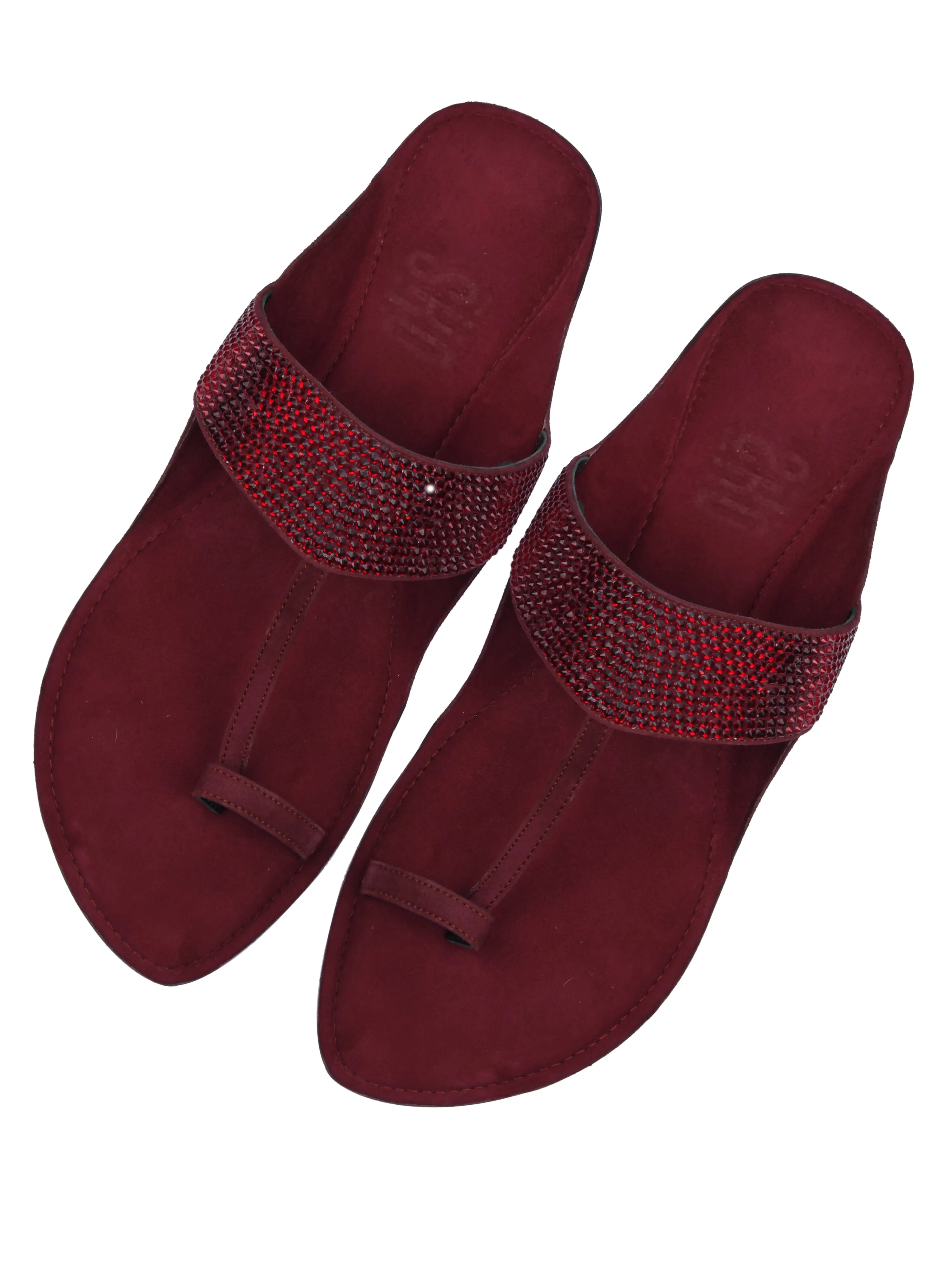 Maroon Crystal Kolhapuri For Men