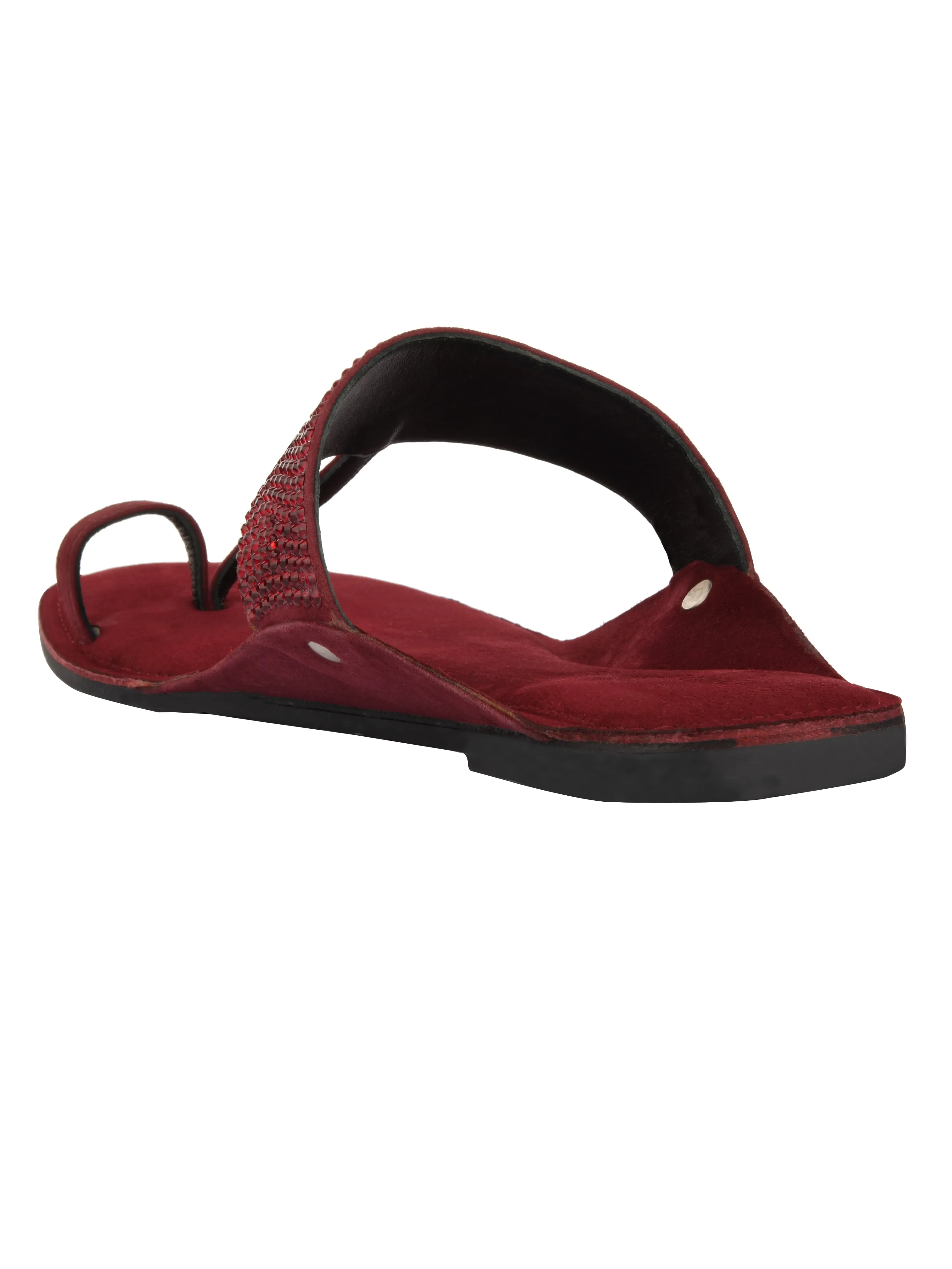 Maroon Crystal Kolhapuri For Men