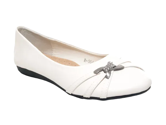 Mädchen Slipper Halbschuhe Ballerina Loafer Mokassins Slip On Flats Freizeit White # 564