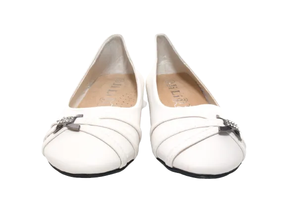 Mädchen Slipper Halbschuhe Ballerina Loafer Mokassins Slip On Flats Freizeit White # 564