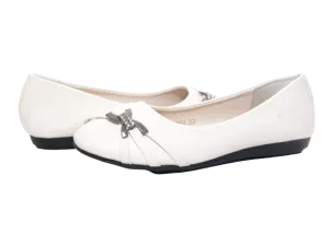 Mädchen Slipper Halbschuhe Ballerina Loafer Mokassins Slip On Flats Freizeit White # 564