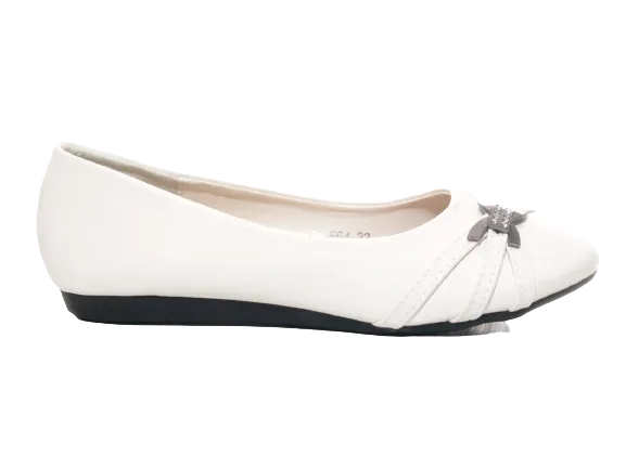 Mädchen Slipper Halbschuhe Ballerina Loafer Mokassins Slip On Flats Freizeit White # 564