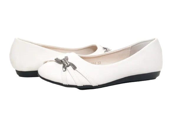 Mädchen Slipper Halbschuhe Ballerina Loafer Mokassins Slip On Flats Freizeit White # 564