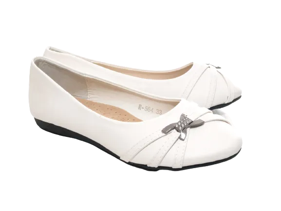 Mädchen Slipper Halbschuhe Ballerina Loafer Mokassins Slip On Flats Freizeit White # 564