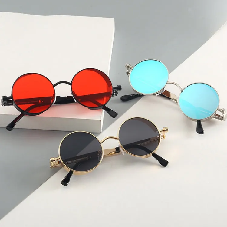 Metal Round Frame Steampunk Retro Sunglasses for Men Women(11)