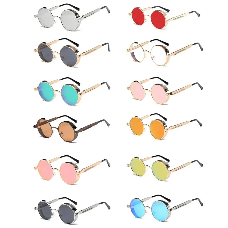 Metal Round Frame Steampunk Retro Sunglasses for Men Women(11)